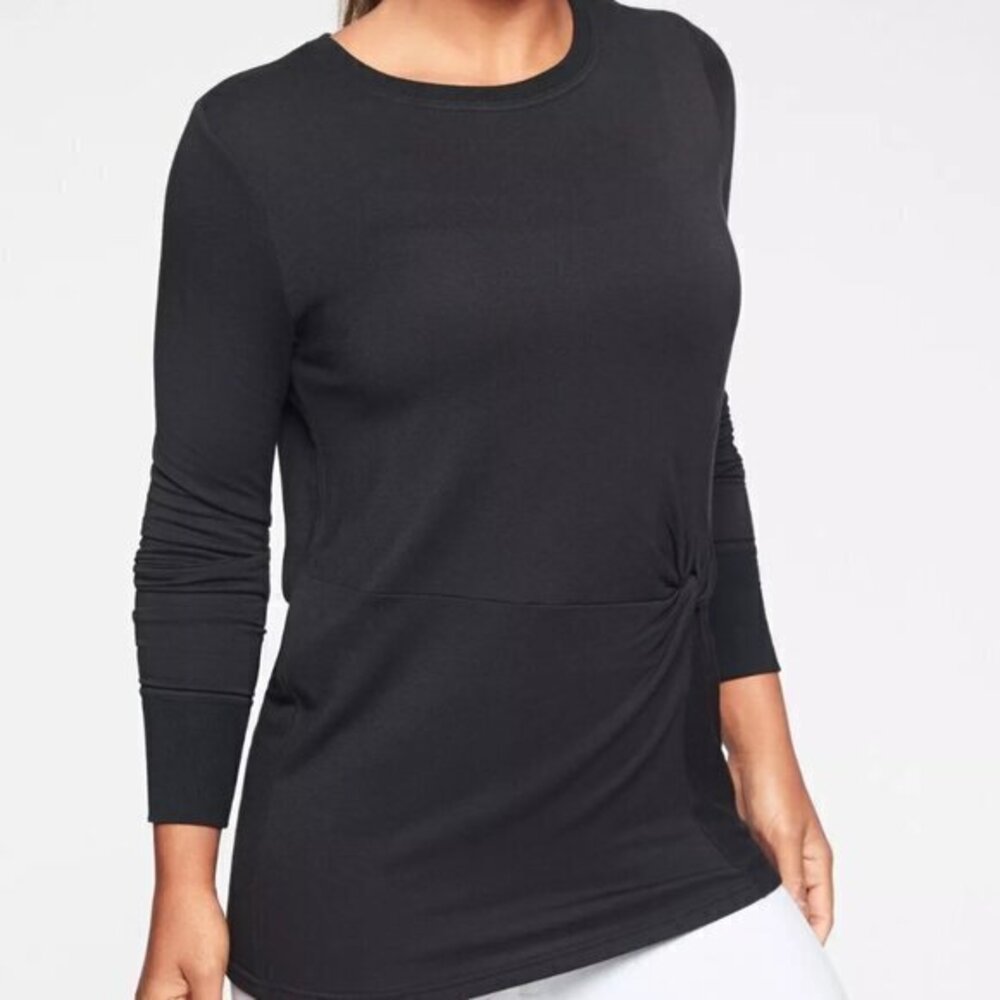 Athleta Nirvana‎ Twist Front Sweatshirt, BLACK Women's SIZE XS